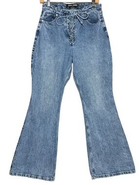 Social Tourist Jeans Ultra High Rise Size 30 Lace-Up Flare Wide Leg Y2K
